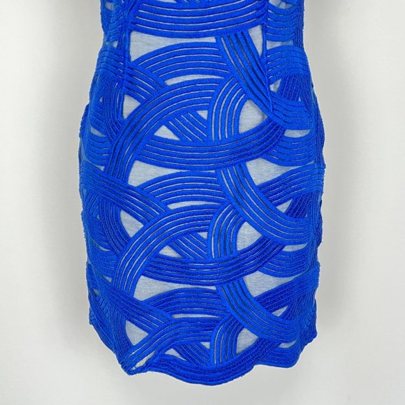 Robert Rodriguez Womens Azure Swirl Mini Dress Blue Short Cap Sleeves size 4 - Picture 6 of 12